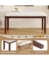 Flynama 38" Mid-Century Upholstered Bench - Solid Wood Legs and Padded Seat for Dining, Bedroom and Entryway