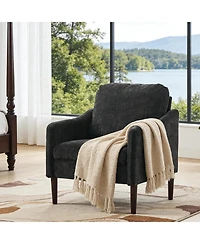 gaomon Mid Century Modern Accent Chair, Chenille Fabric, Curved Arms, Upholstered Reading Chair, Cloud Single Sofa for Living Room Bedroom Office