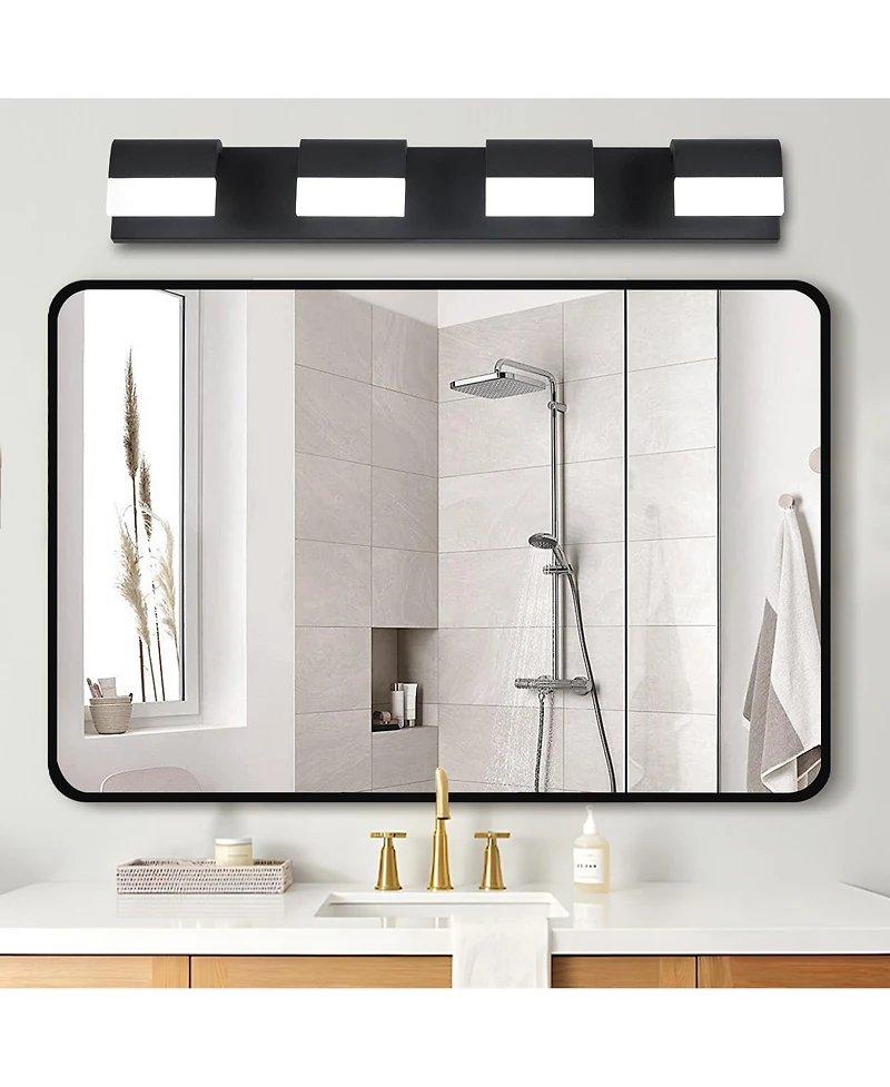 Busdays 4 Light Acrylic Matte Bathroom Vanity Mirror Light for Mirror Shower and Bathroom Decor