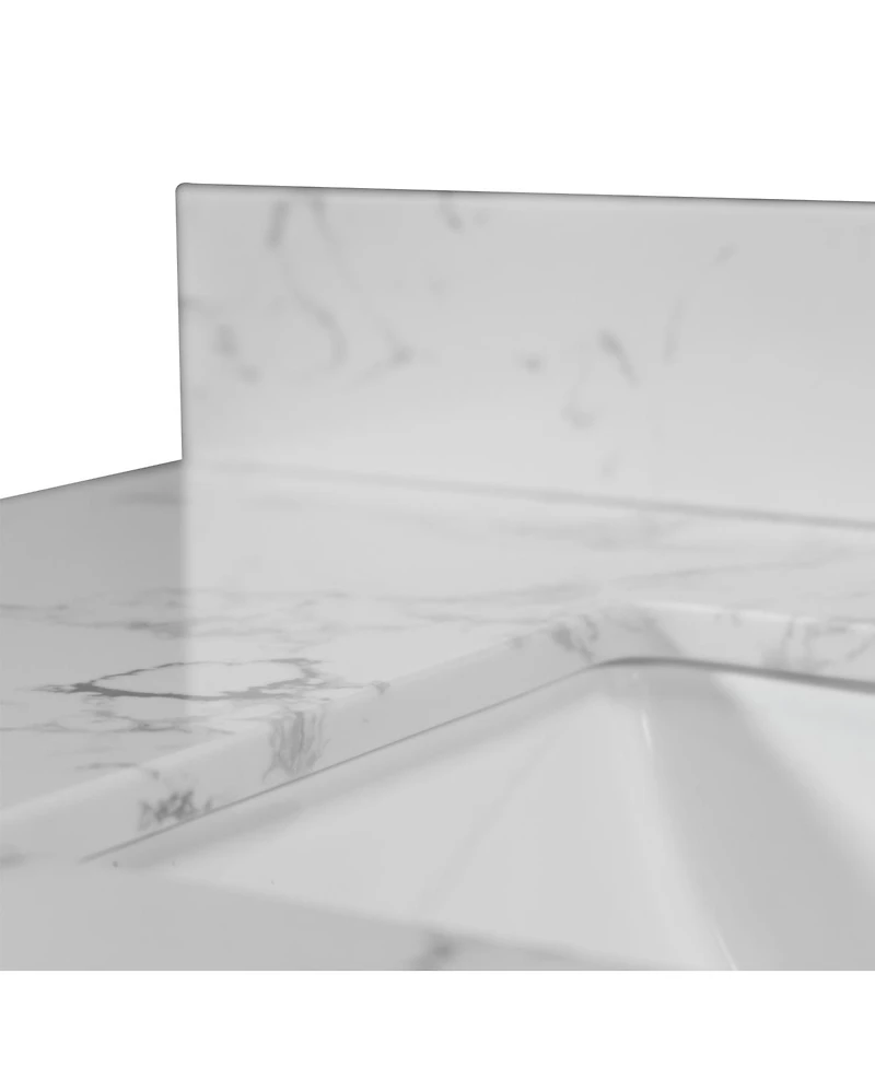 Sillysis 31/37/43 Inch Carrara Marble Stone Vanity Top with Ceramic Undermount Sink and Backsplash