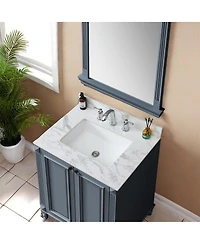 Sillysis 31/37/43/49 Inch Sintered Stone Bathroom Vanity Top with Ceramic Sink, 4 Inch Backsplash, 3 Faucet Holes