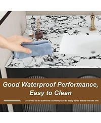 Sillysis 31/37/43 Inch Sintered Stone Bathroom Vanity Top with Ceramic Undermount Sink, Backsplash, Overflow, Stain Resistant Surface