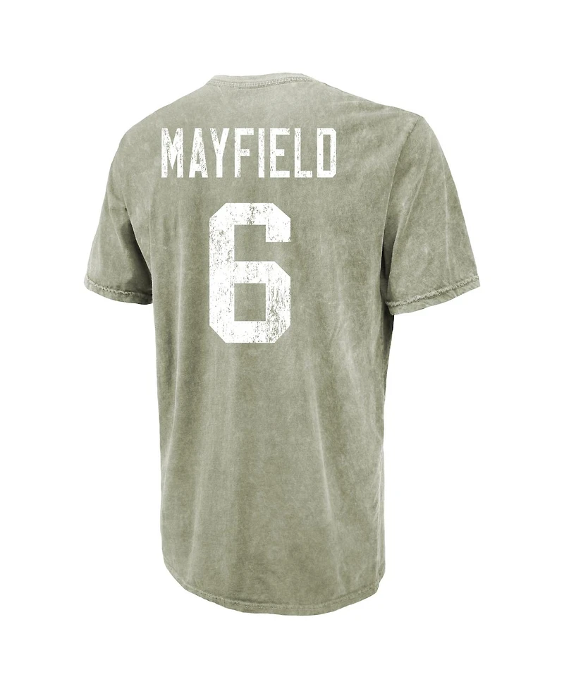 Majestic Threads Men's Baker Mayfield Moss Green Tampa Bay Buccaneers Mineral Wash Name Number T-Shirt