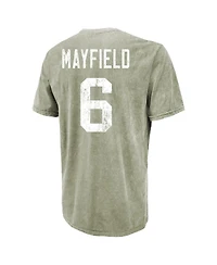 Majestic Threads Men's Baker Mayfield Moss Green Tampa Bay Buccaneers Mineral Wash Name Number T-Shirt