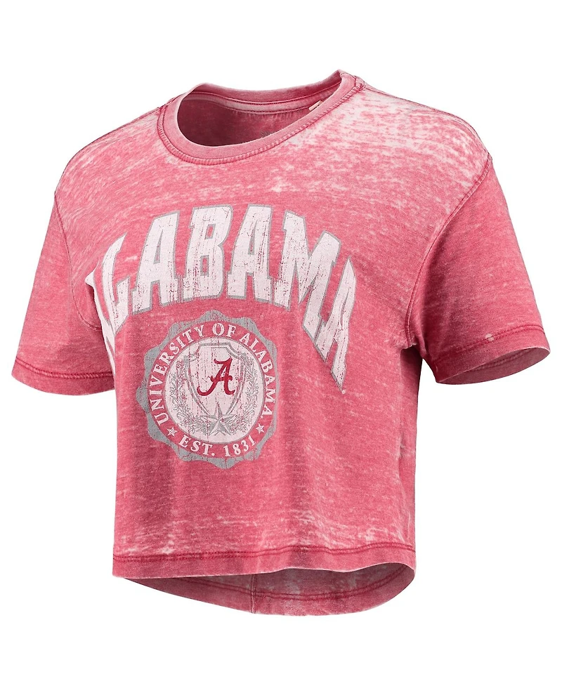 Pressbox Women's Crimson Alabama Tide Edith Burnout Crop T-Shirt