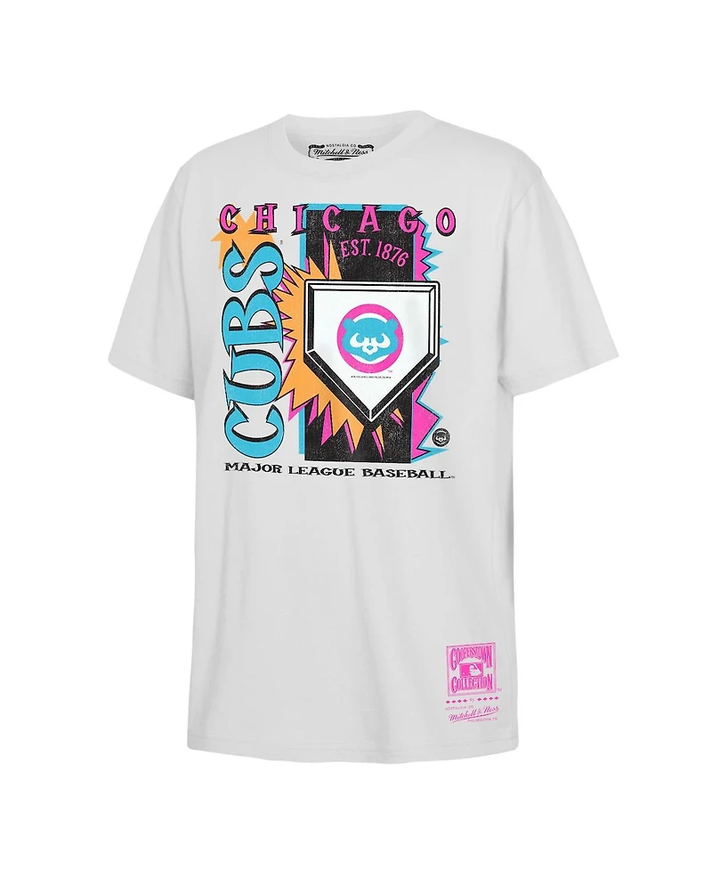Mitchell & Ness Big Boys and Girls White Chicago Cubs Cooperstown Neon Field Shock T-Shirt