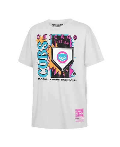 Mitchell & Ness Big Boys and Girls White Chicago Cubs Cooperstown Neon Field Shock T-Shirt