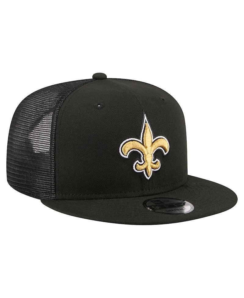 New Era Men's Black New Orleans Saints Core Team 9FIFTY Trucker Snapback Hat