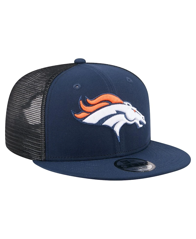 New Era Men's Navy Denver Broncos Core Team 9FIFTY Trucker Snapback Hat