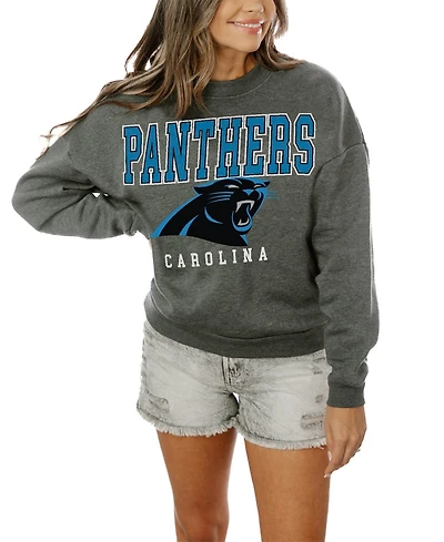 Gameday Couture Women's Charcoal Carolina Panthers Oversized Bring The Energy Pullover Sweatshirt