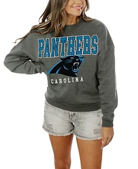 Gameday Couture Women's Charcoal Carolina Panthers Oversized Bring The Energy Pullover Sweatshirt