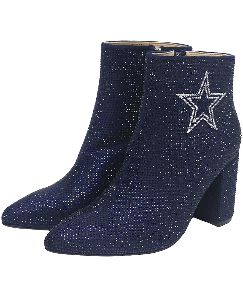 Cuce Women's Navy Dallas Cowboys Crystal Heel Booties