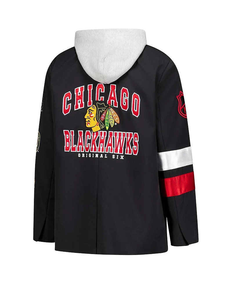 The Wild Collective Women's Black Chicago Blackhawks Original 6 Hooded Blazer