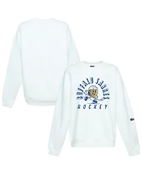 Hype And Vice Women's White Buffalo Sabres Action Mascot Oversized Sweatshirt