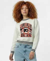 Champion Women's Cream Philadelphia Flyers Bold Laurels Reverse Weave Yarn Crewneck Sweatshirt