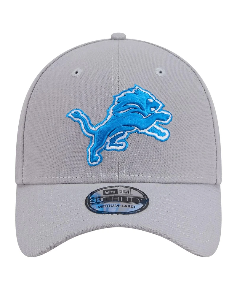New Era Men's Gray Detroit Lions Core Team 39THIRTY Flex Hat