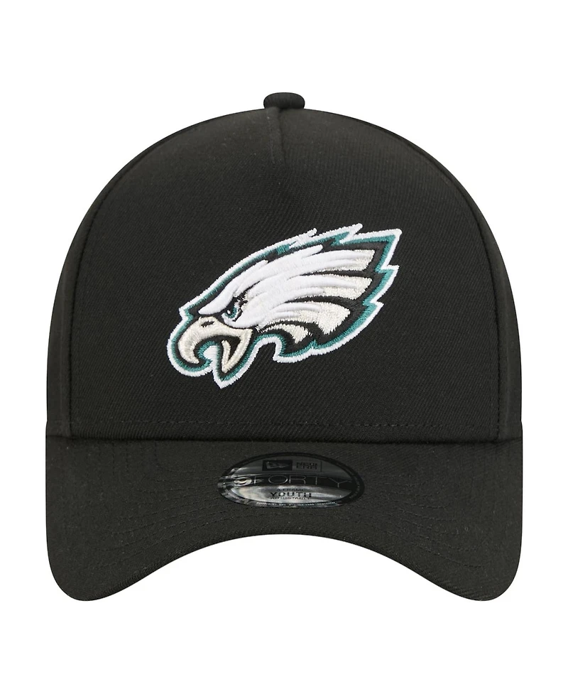New Era Big Boys and Girls Black Philadelphia Eagles 9FORTY A-Frame Adjustable Hat