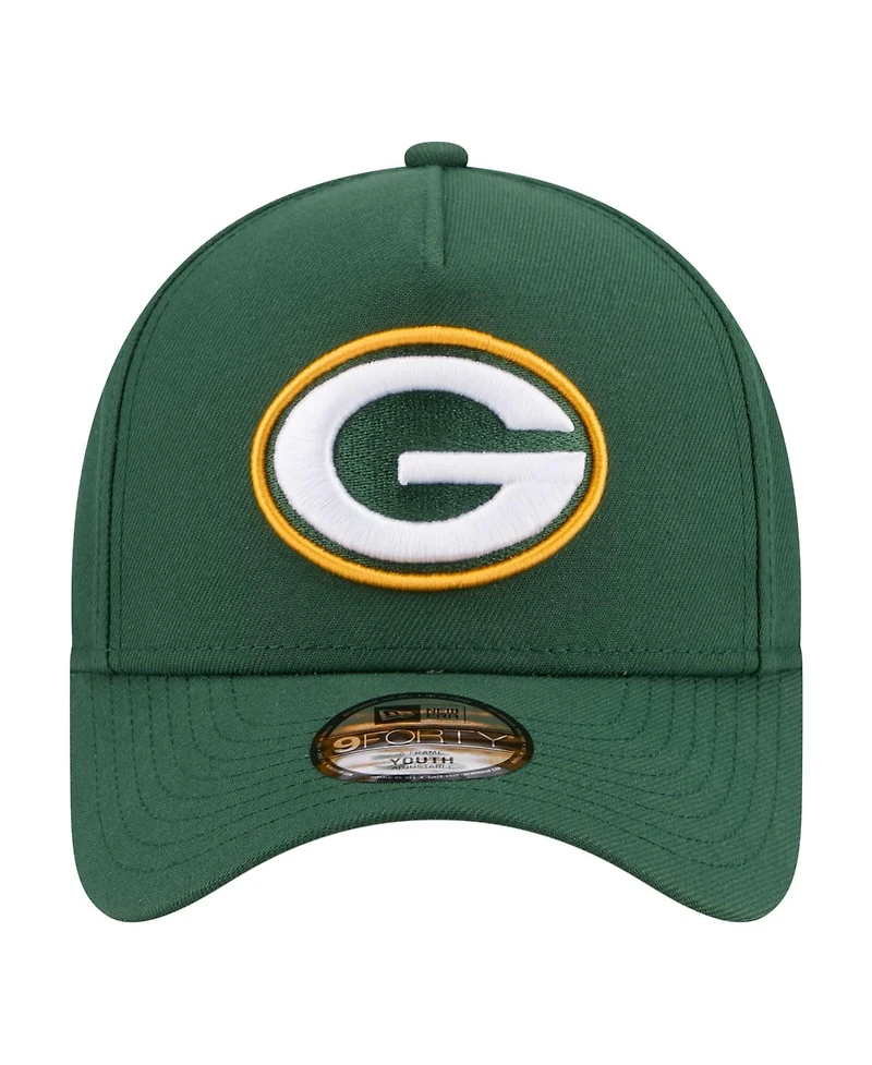 New Era Big Boys and Girls Green Green Bay Packers 9FORTY A-Frame Adjustable Hat
