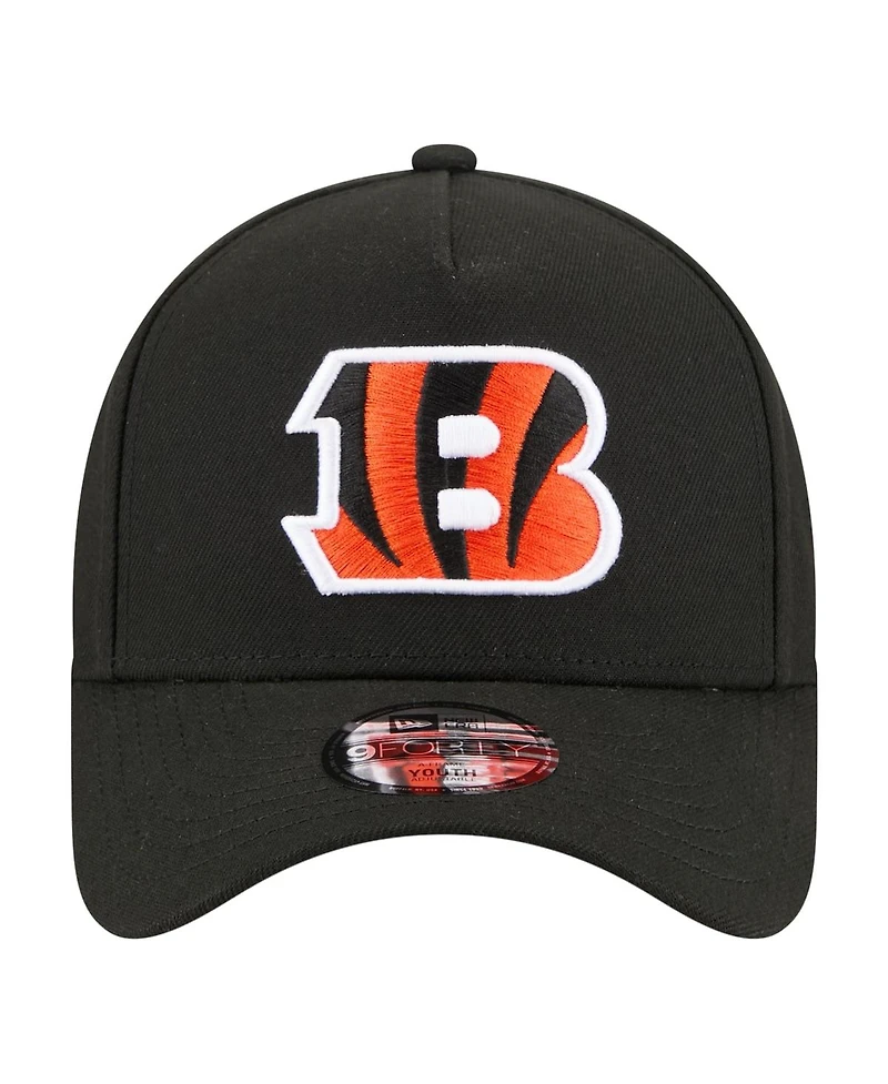 New Era Big Boys and Girls Black Cincinnati Bengals 9FORTY A-Frame Adjustable Hat