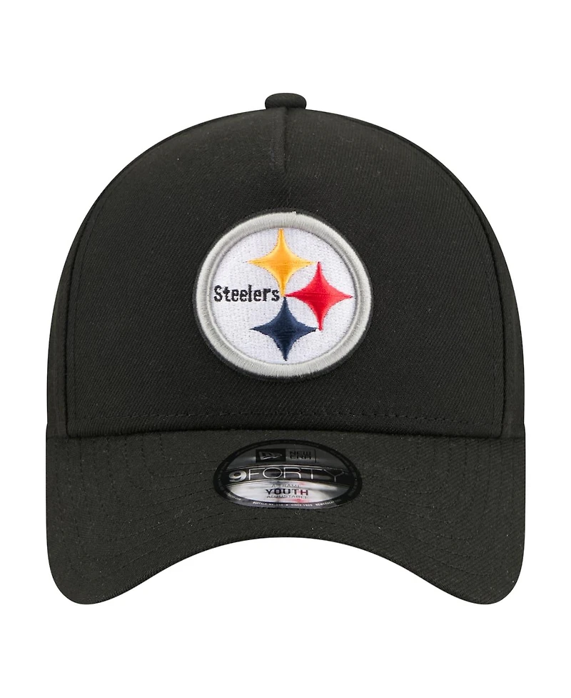 New Era Big Boys and Girls Black Pittsburgh Steelers 9FORTY A-Frame Adjustable Hat