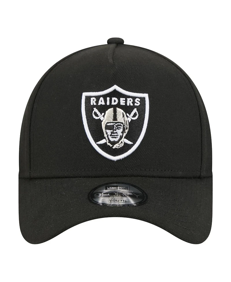 New Era Big Boys and Girls Black Las Vegas Raiders 9FORTY A-Frame Adjustable Hat