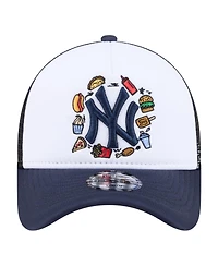 New Era Big Boys and Girls White/Navy New York Yankees Food A-Frame 9FORTY Trucker Adjustable Hat