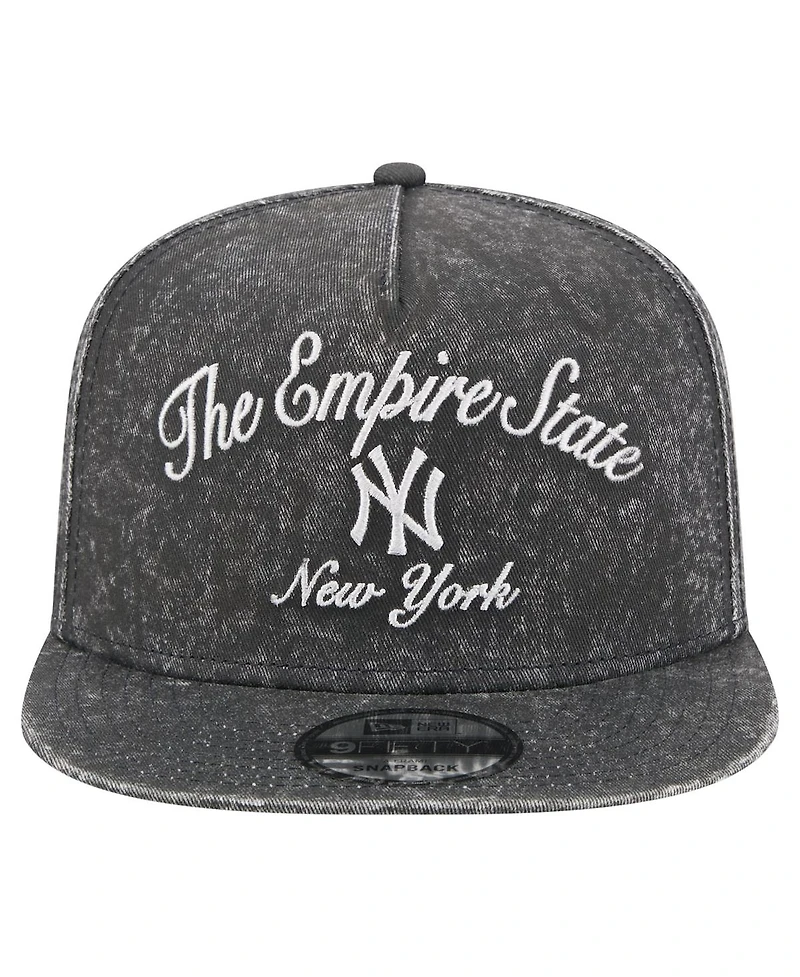 New Era Men's Black New York Yankees City Slogan A-Frame 9FIFTY Snapback Hat
