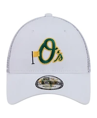 New Era Men's White Baltimore Orioles Flag 9FORTY Trucker Adjustable Hat