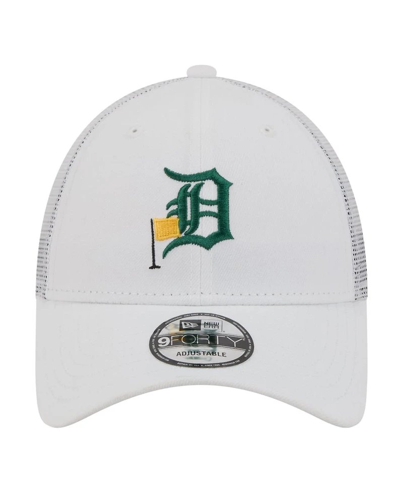 New Era Men's White Detroit Tigers Flag 9FORTY Trucker Adjustable Hat
