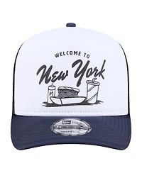New Era Men's White/Navy New York Yankees Foodie A-Frame 9FIFTY Trucker Snapback Hat