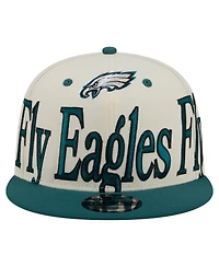 New Era Men's Cream Philadelphia Eagles Oversized Slogan 9FIFTY Snapback Hat