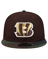 New Era Men's Dark Brown Cincinnati Bengals Burnt Wood Camo 9FIFTY Snapback Hat