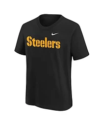 Nike Big Boys and Girls Black Pittsburgh Steelers Wordmark T-Shirt