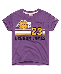 Homage Big Boys and Girls LeBron James Purple Los Angeles Lakers Remix Signature Name Number Tri-Blend T-Shirt