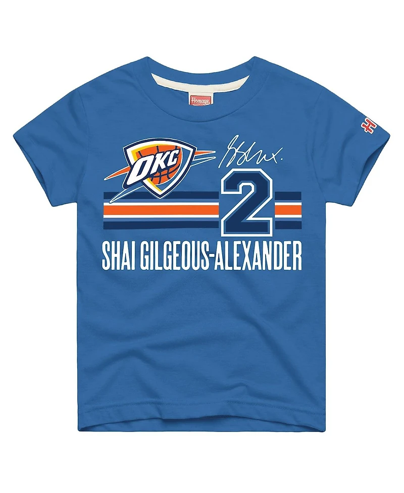 Homage Big Boys and Girls Shai Gilgeous-Alexander Blue Oklahoma City Thunder Remix Signature Name Number Tri-Blend T-Shirt