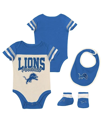 Outerstuff Boys and Girls Detroit Lions Up One 3 Piece Bodysuit Bib Booties Set
