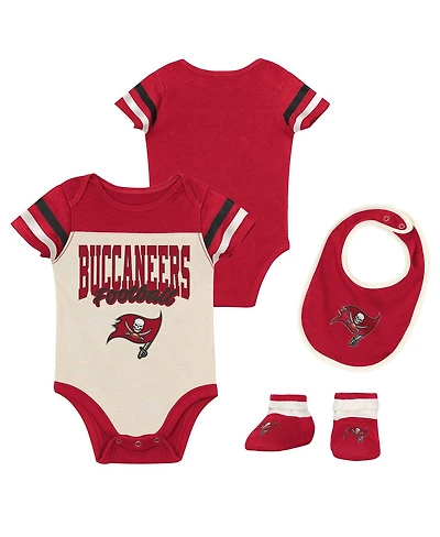 Outerstuff Boys and Girls Tampa Bay Buccaneers Up One 3 Piece Bodysuit Bib Booties Set