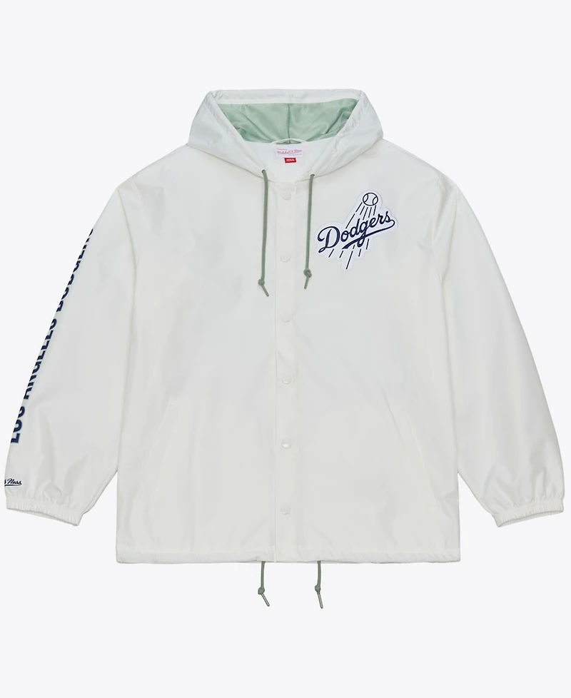 Mitchell & Ness Men's White Los Angeles Dodgers Yacht Rock Coaches Full-Snap Hooded Windbreaker Jacket