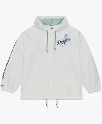 Mitchell & Ness Men's White Los Angeles Dodgers Yacht Rock Coaches Full-Snap Hooded Windbreaker Jacket