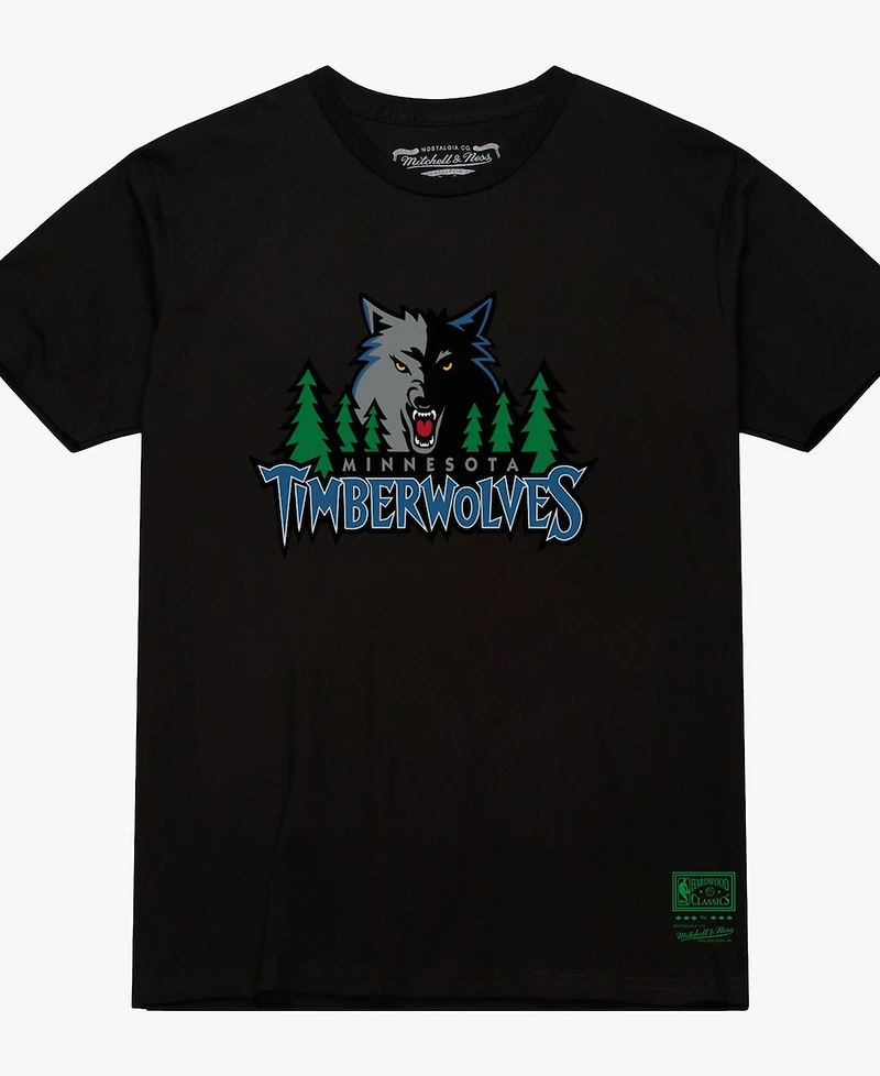 Mitchell & Ness Men's and Women's Black Minnesota Timberwolves Hardwood Classics Arch T-Shirt