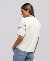 Mitchell & Ness Women's Cream San Francisco Giants Cooperstown Yacht Rock Boxy Cropped T-Shirt