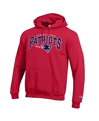 Champion Men's Red New England Patriots Powerblend Arch over Logo Hoodie