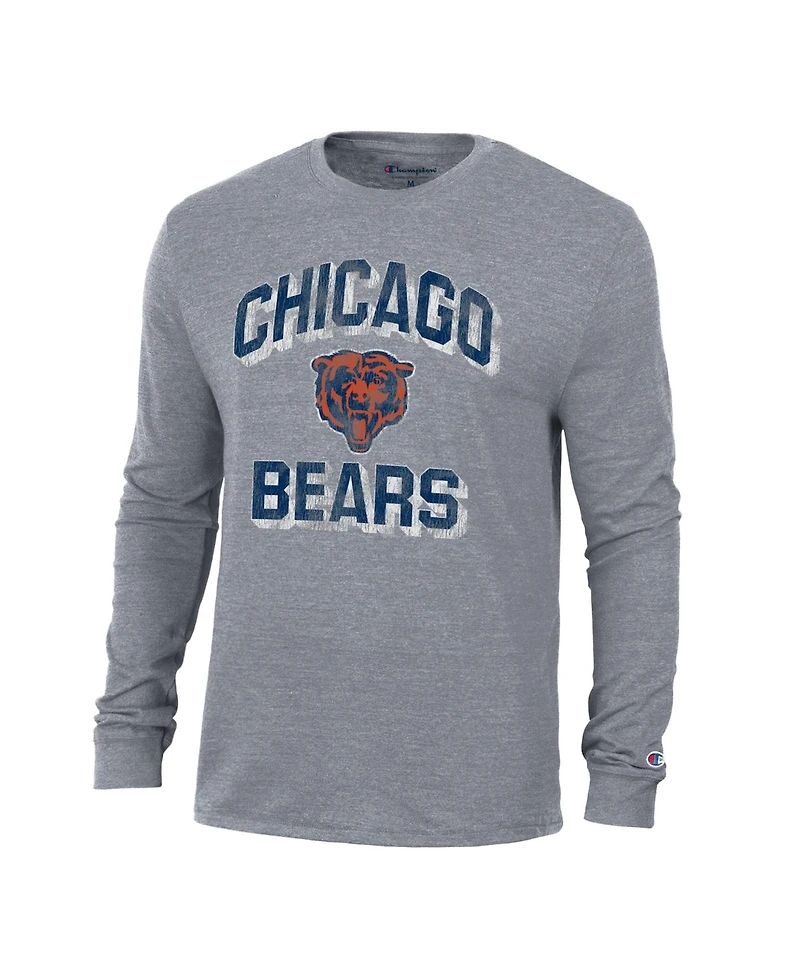 Champion Men's Charcoal Chicago Bears Ultimate Tri-Blend Long Sleeve T-Shirt