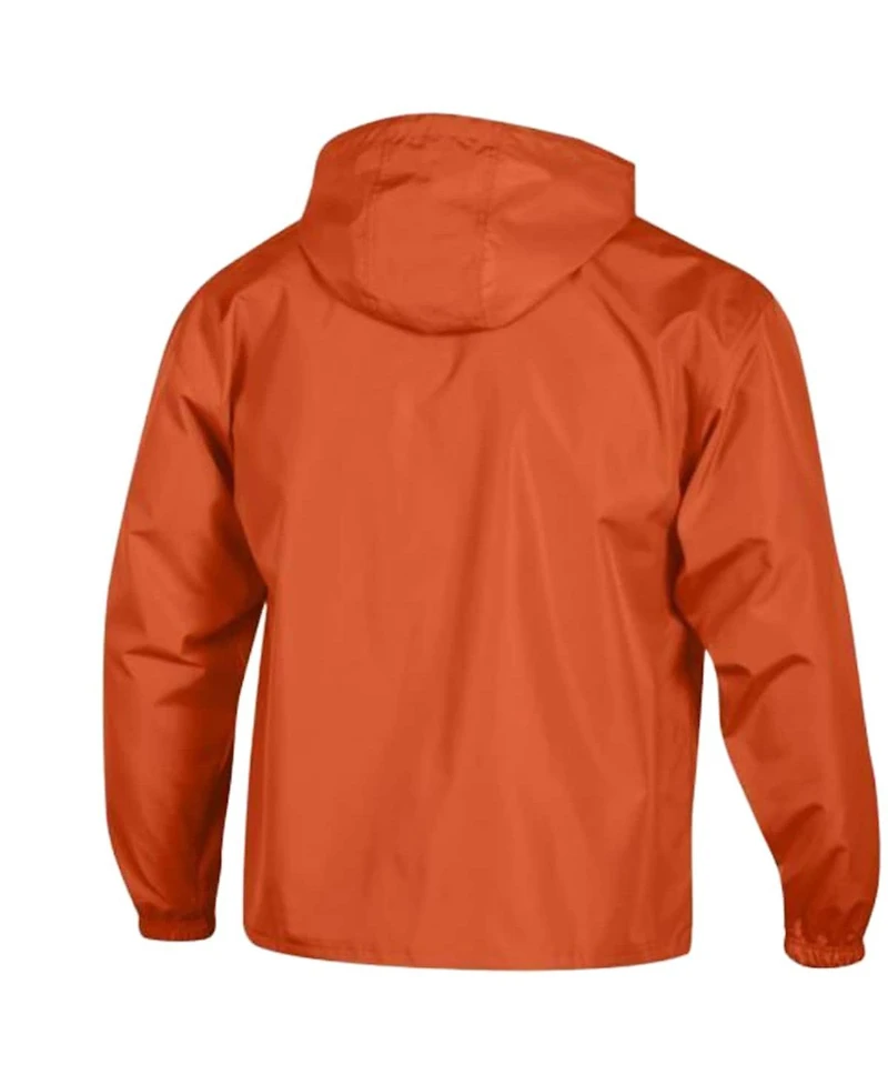 Champion Men's Orange Cleveland Browns Packable Hooded Windbreaker Half-Zip Jacket