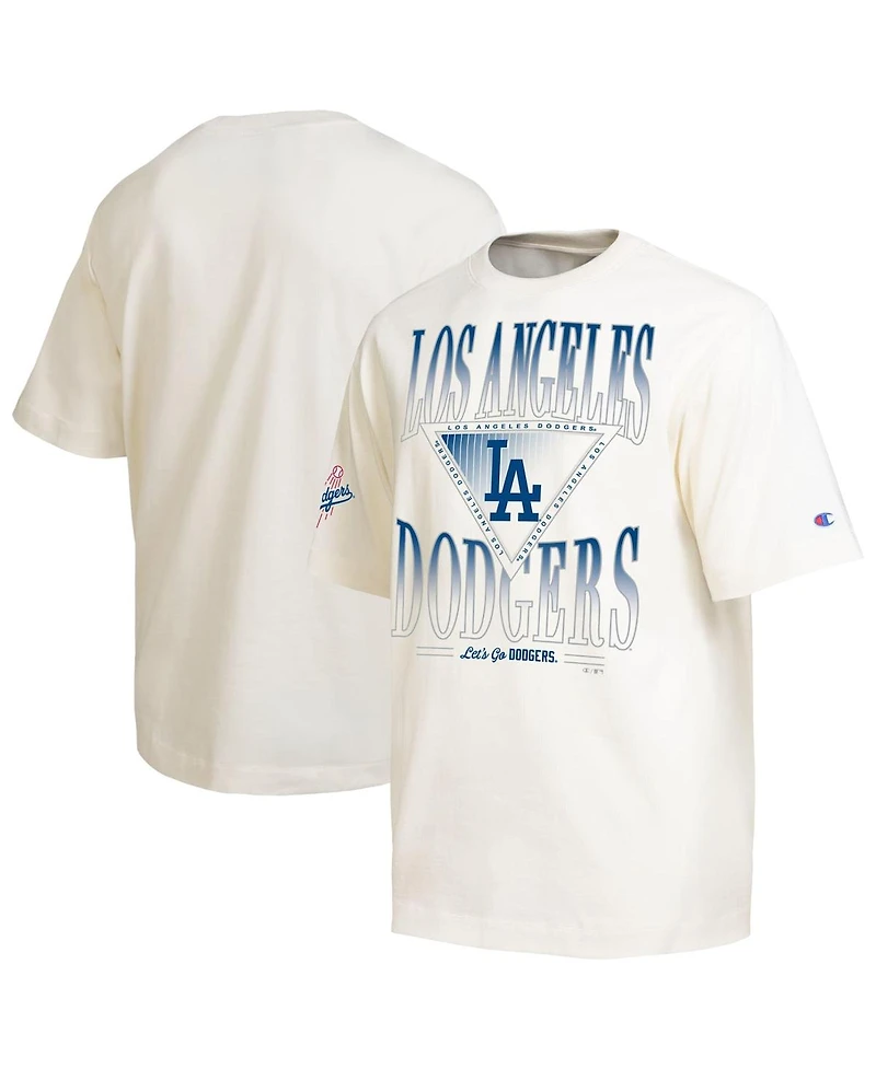 Champion Men's Cream Los Angeles Dodgers Traditions Two Locations T-Shirt