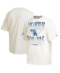 Champion Men's Cream Los Angeles Dodgers Traditions Two Locations T-Shirt