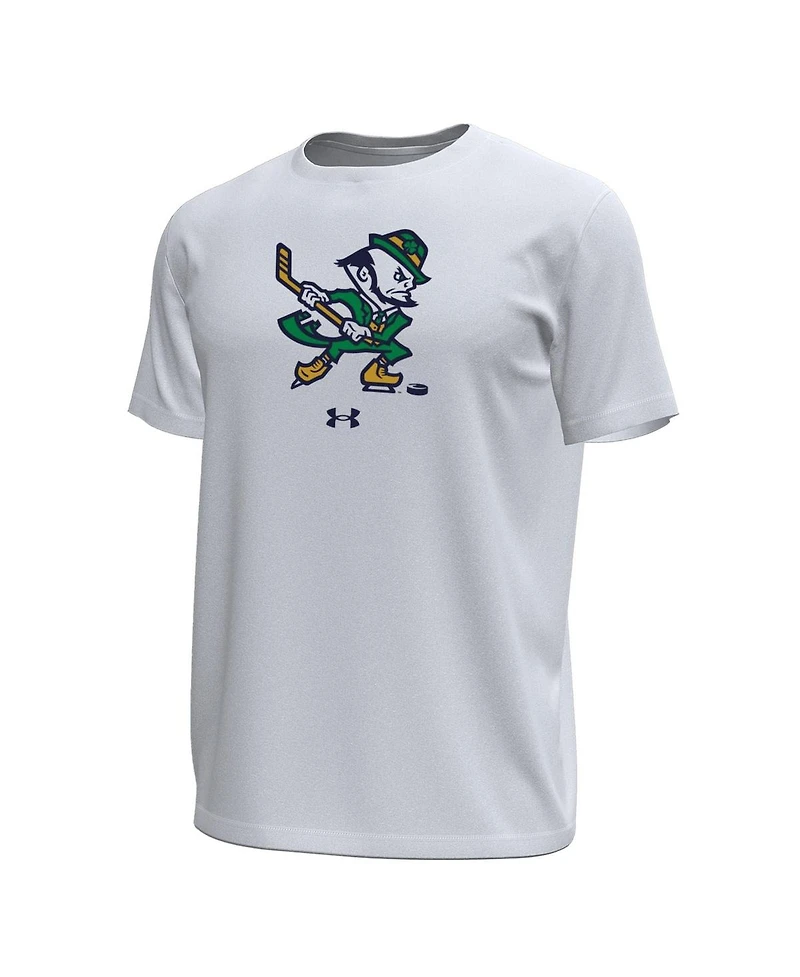 Under Armour Men's White Notre Dame Fighting Irish Hockey Leprechaun Tech Stretch T-Shirt