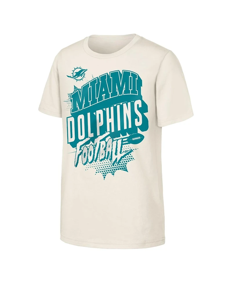 Outerstuff Big Boys and Girls Natural Miami Dolphins Action Comic T-Shirt