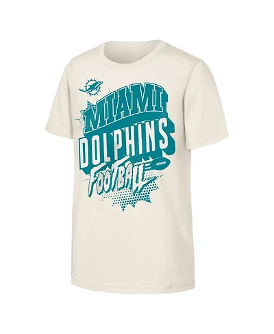 Outerstuff Big Boys and Girls Natural Miami Dolphins Action Comic T-Shirt