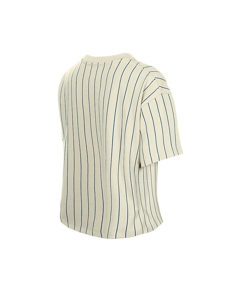 New Era Women's Cream Atlanta Braves Throwback Boxy T-Shirt